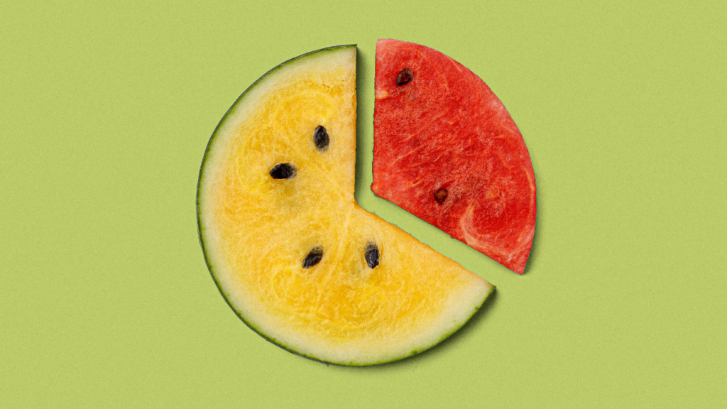 Watermelon slices comparing bank deposit and debt fund returns.