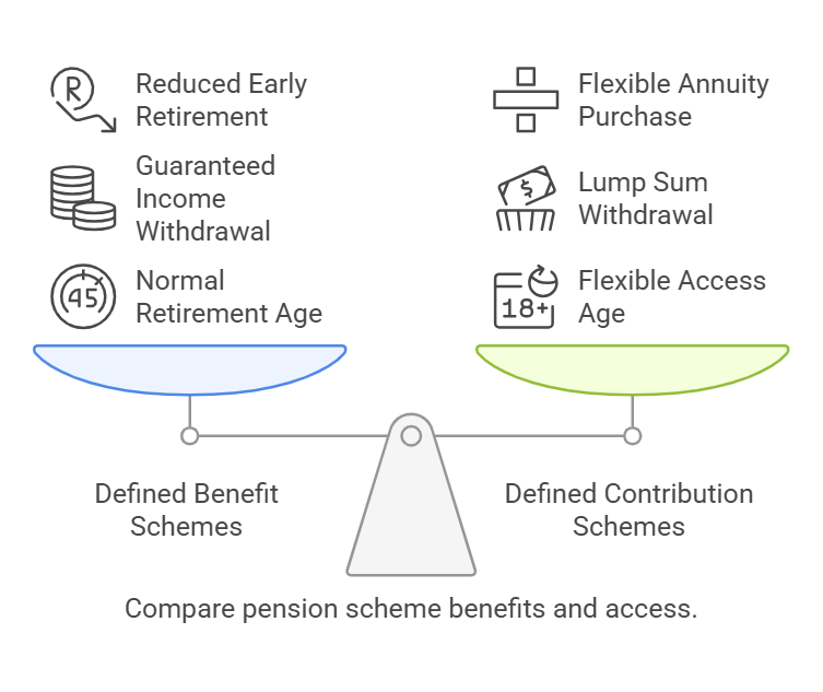 compare pension schemes benefits and access